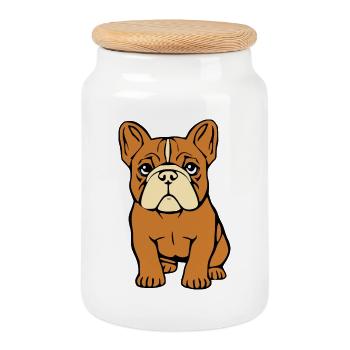 Cadeau personnalisé Bulldogs Dogs T-shirt - Boîte à biscuits avec couvercle en bois - blanc - Devant