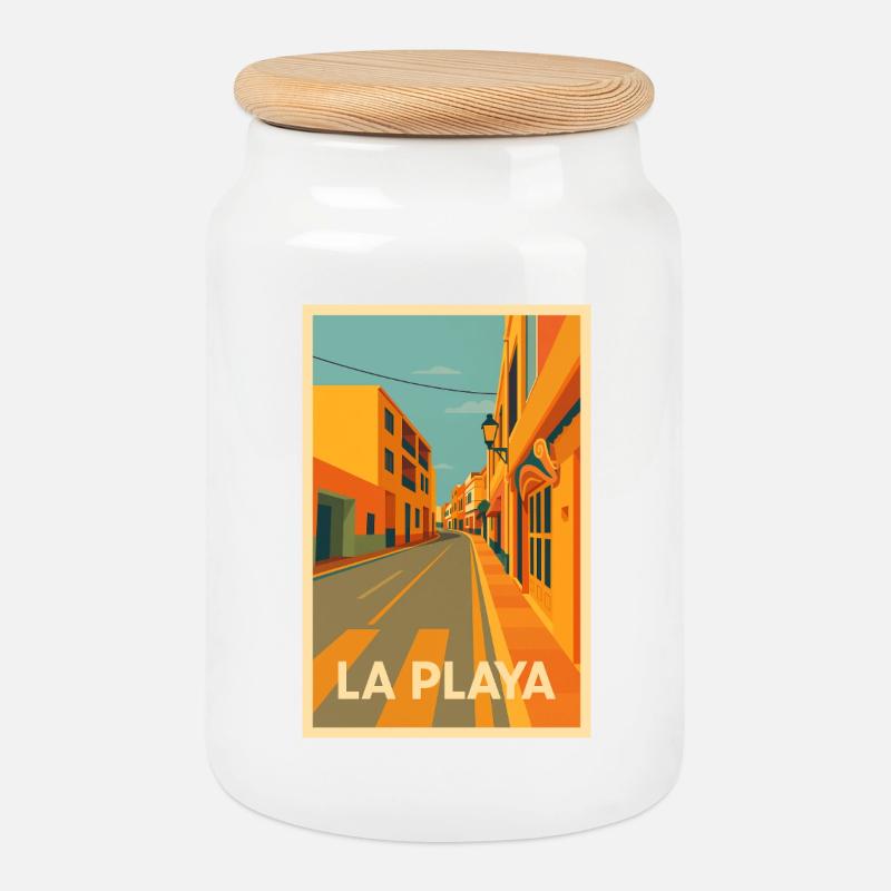 Playa de La Calera - Keksdose mit Holzdeckel - Weiß