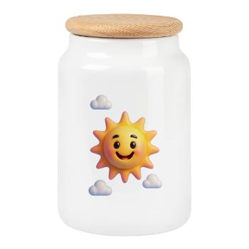 3D Sunshine Surreal – Happy Sky Vibes - Cookie Jar with Wooden Lid - white - Front