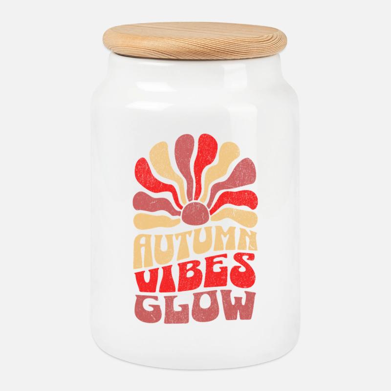 Autumn Vibes Glow - Keksdose mit Holzdeckel - Weiß