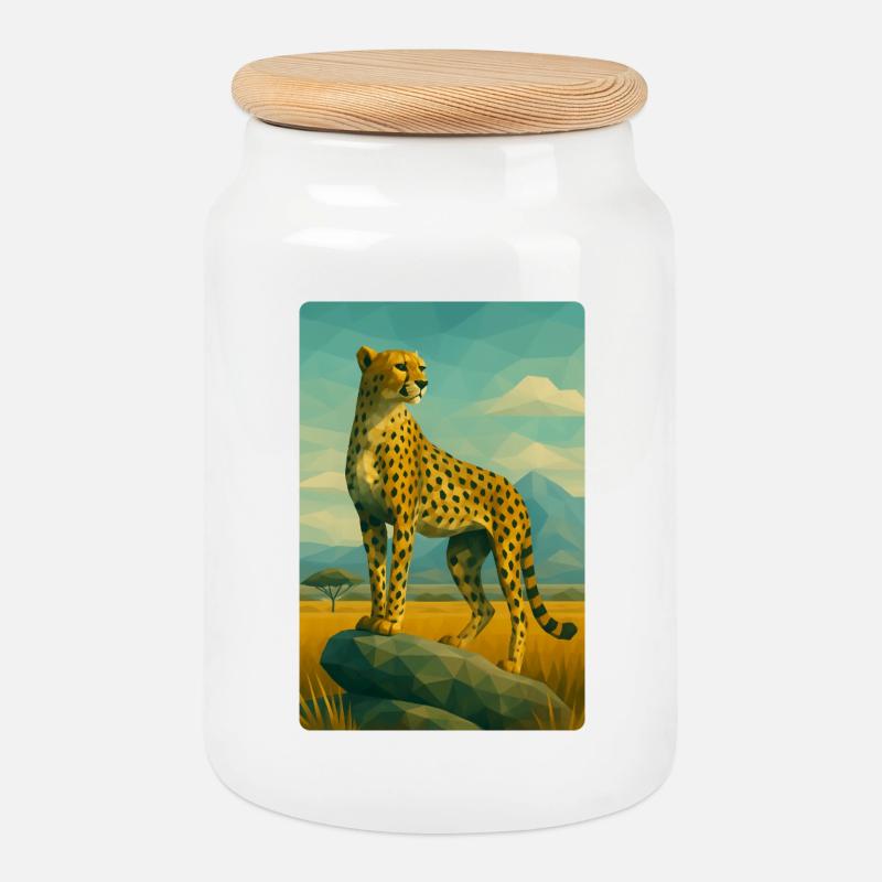 Polynature Gepard - Keksdose mit Holzdeckel - Weiß