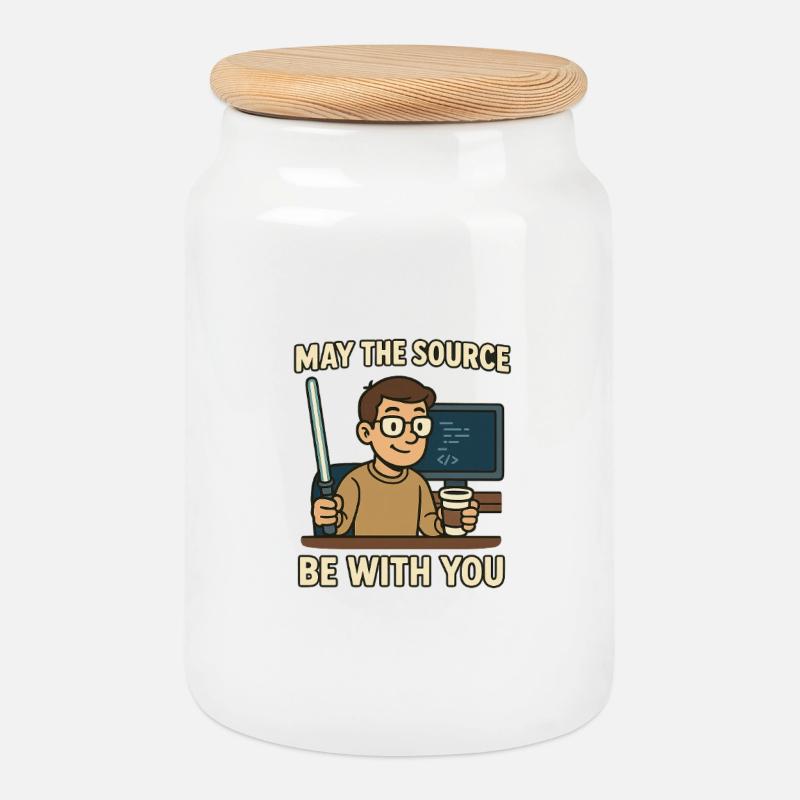 May The Source Be With You - Keksdose mit Holzdeckel - Weiß