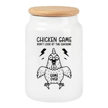 Chicken Game Don't look at the chicken Game over - Cookie Jar with Wooden Lid - white - Front