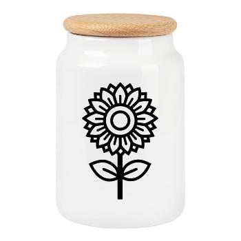 Sonnenblume - Keksdose mit Holzdeckel - Weiß - Vorne
