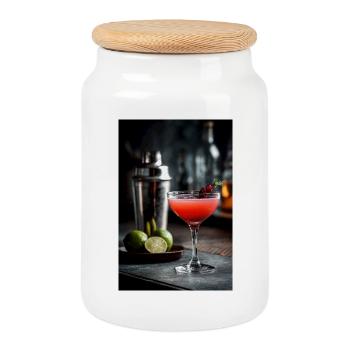 Cocktail d’agrumes pourpres - Boîte à biscuits avec couvercle en bois - blanc - Devant