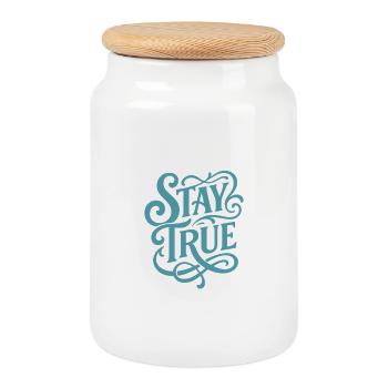 Stad True Typography Swing - Cookie Jar with Wooden Lid - white - Front