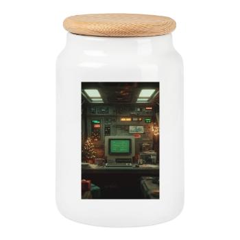 Retro Computerkonsole Holiday Glow - Keksdose mit Holzdeckel - Weiß - Vorne
