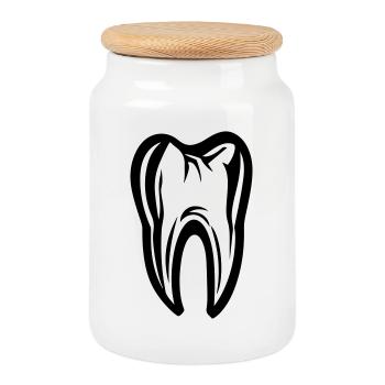 Icône de la dent dentiste - Boîte à biscuits avec couvercle en bois - blanc - Devant