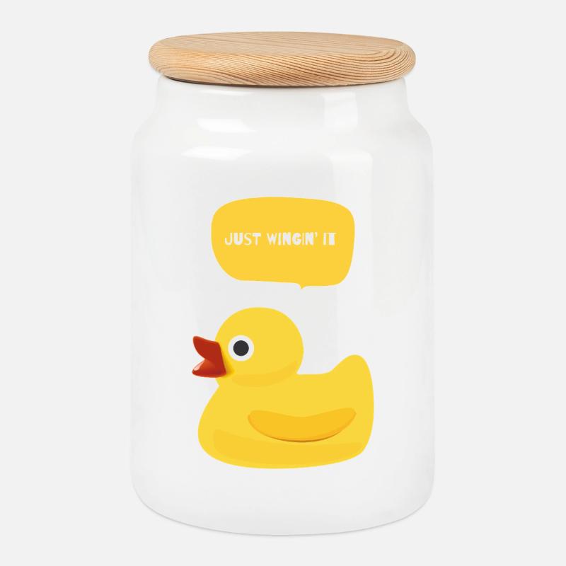 Just Wingin' It Duck - Keksdose mit Holzdeckel - Weiß