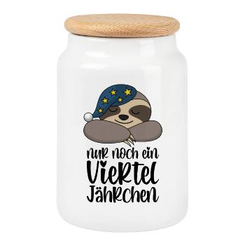 Plus que le quart d’année restant - Cute Sloth - Boîte à biscuits avec couvercle en bois - blanc - Devant