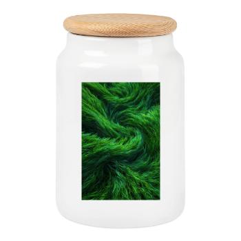 Tourbillons de fourrure émeraude - Boîte à biscuits avec couvercle en bois - blanc - Devant