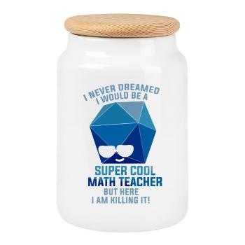 Funny Math Sayings Math Teacher - Cookie Jar with Wooden Lid - white - Front