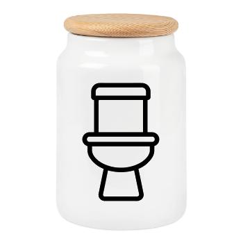 toilet - Cookie Jar with Wooden Lid - white - Front