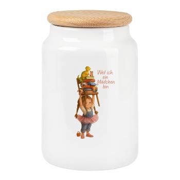PARCE QUE JE SUIS UNE FILLE - Boîte à biscuits avec couvercle en bois - blanc - Devant
