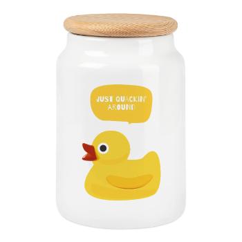 Just Quackin’ Around Duck Design - Cookie Jar with Wooden Lid - white - Front