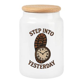 Urbex - Urban Exploration - Cookie Jar with Wooden Lid - white - Front
