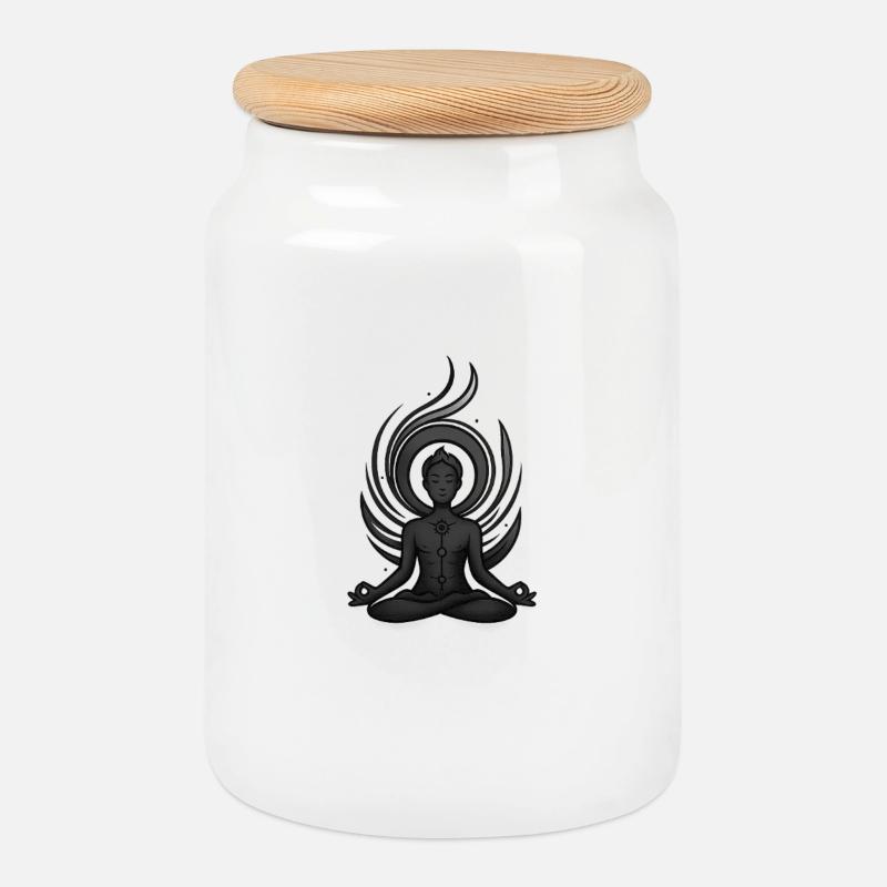 Chakra - Keksdose mit Holzdeckel - Weiß