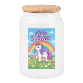 Kleines Regenbogen-Einhorn - Keksdose mit Holzdeckel - Weiß - Vorne