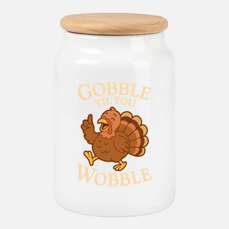 Verschlingen, bis du wackelst THANKSGIVING - Keksdose mit Holzdeckel - Weiß