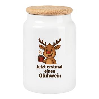 Cerf Rudolph Joyeux Noël doux - Boîte à biscuits avec couvercle en bois - blanc - Devant