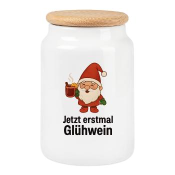 Glühwein Wichtel - Keksdose mit Holzdeckel - Weiß - Vorne