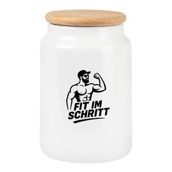 FUELED BY PROTEIN AND RAGE - Cookie Jar with Wooden Lid - white - Front