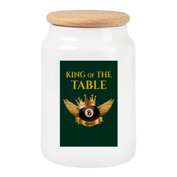 King of Pool – The Royal 8 Ball Design - Cookie Jar with Wooden Lid - white - Front