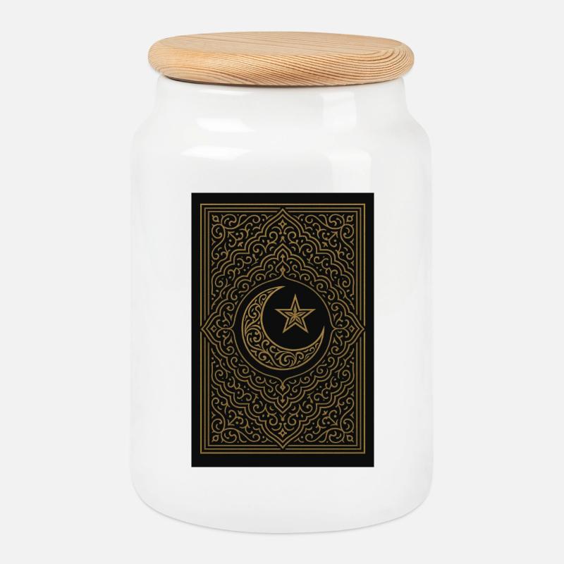 crescent - Cookie Jar with Wooden Lid - white