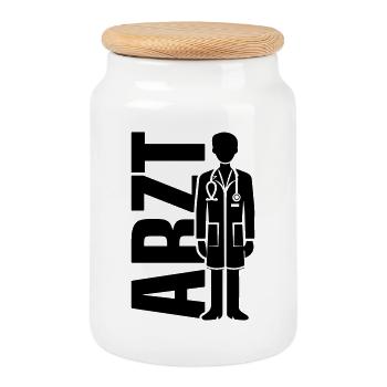 Arzt Doktor - Keksdose mit Holzdeckel - Weiß - Vorne