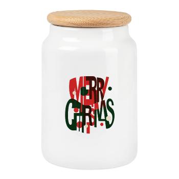 Joyeux Noël – Design de Noël futuriste - Boîte à biscuits avec couvercle en bois - blanc - Devant