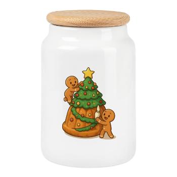 Gingerbread men mannele alsace kougelhopf - Cookie Jar with Wooden Lid - white - Front