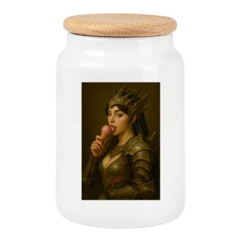 Sort d’Armure Glace Délice - Boîte à biscuits avec couvercle en bois - blanc - Devant