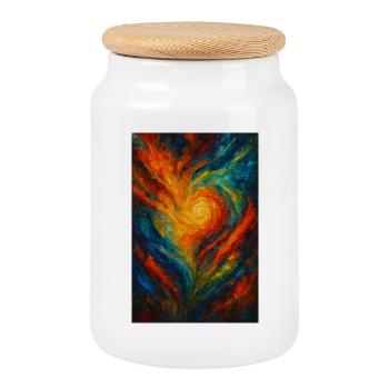 Vortex Chromatique Abstrait Feu - Boîte à biscuits avec couvercle en bois - blanc - Devant