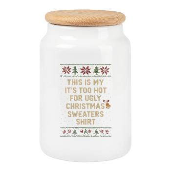 Zu heiß für Ugly Christmas. Lustiger Spruch - Keksdose mit Holzdeckel - Weiß - Vorne