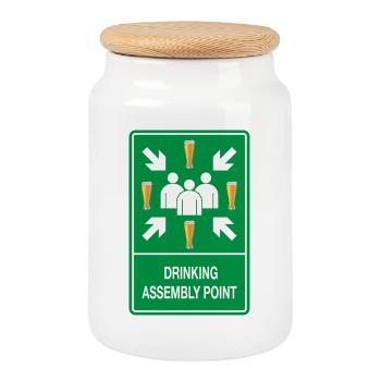 Drinking Assembly Point – Party Zone - Cookie Jar with Wooden Lid - white - Front