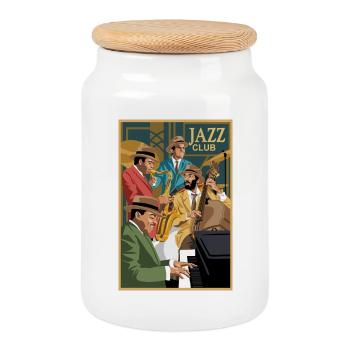 club de jazz - Boîte à biscuits avec couvercle en bois - blanc - Devant