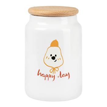 Happy Day Adorable Dog - Cookie Jar with Wooden Lid - white - Front