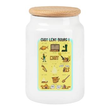 Chat lent bourg - Boîte à biscuits avec couvercle en bois - blanc - Devant