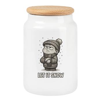 Funny Christmas T-Shirt Gift let It snow - Cookie Jar with Wooden Lid - white - Front