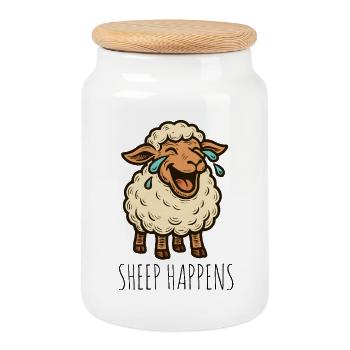 Les moutons arrivent, la merde arrive - Boîte à biscuits avec couvercle en bois - blanc - Devant