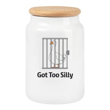 Goose – Got Too Silly - Cookie Jar with Wooden Lid - white - Front
