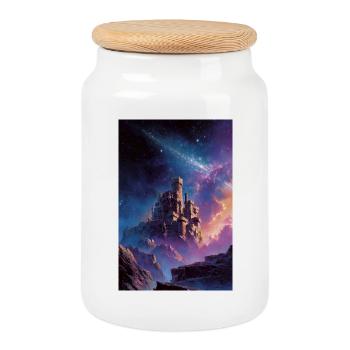 Château de Nébuleuse dans le Royaume Étoilé - Boîte à biscuits avec couvercle en bois - blanc - Devant