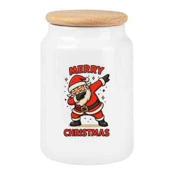 Dabbing Santa Dab - Keksdose mit Holzdeckel - Weiß - Vorne