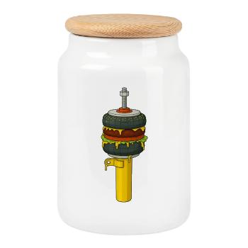 BurgAir - Boîte à biscuits avec couvercle en bois - blanc - Devant