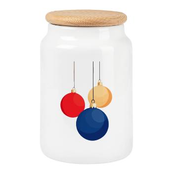Accrocher des boules de Noël - Boîte à biscuits avec couvercle en bois - blanc - Devant