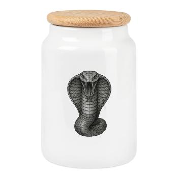 Cobra Graphite Line Illustration - Cookie Jar with Wooden Lid - white - Front