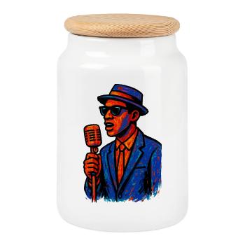 Jazz - Saxophone - Music - Cookie Jar with Wooden Lid - white - Front