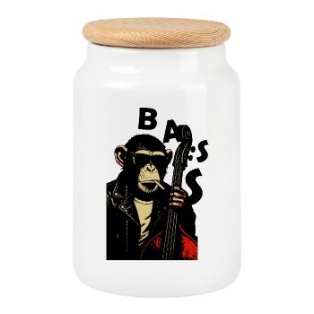 Monkey Bass Rebel - Keksdose mit Holzdeckel - Weiß - Vorne
