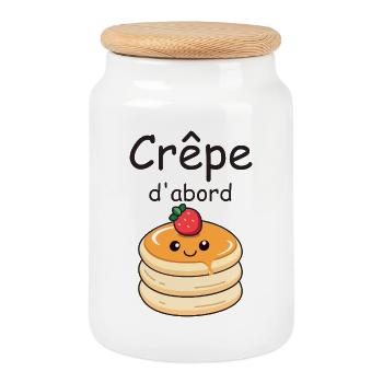 Crepe First: Kawaii Pancake - Cookie Jar with Wooden Lid - white - Front