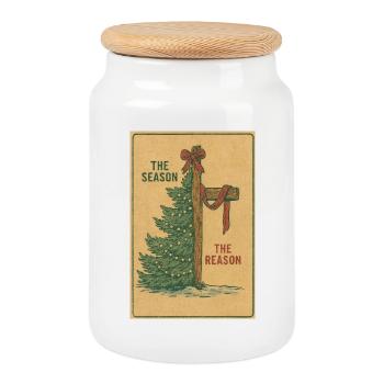 The Season The Reason Vintage Christmas Christian  - Cookie Jar with Wooden Lid - white - Front